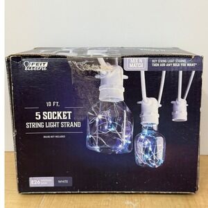 Feit Electric 10 ft 5 Socket String Light White E26 Medium Base Indoor Outdoor